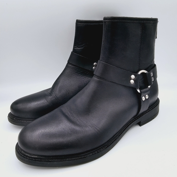 Avellini Shoes - Avellini Moto Harness Short Leather Boots in Black, EU 37